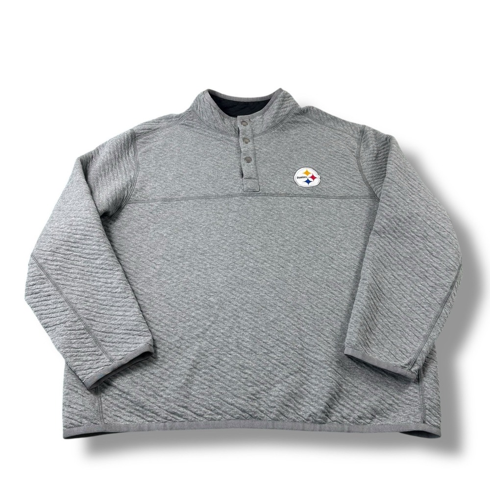 Tommy Bahama NFL Pittsburgh Steelers Gray/Black Quilt To Last Reversible Sweater